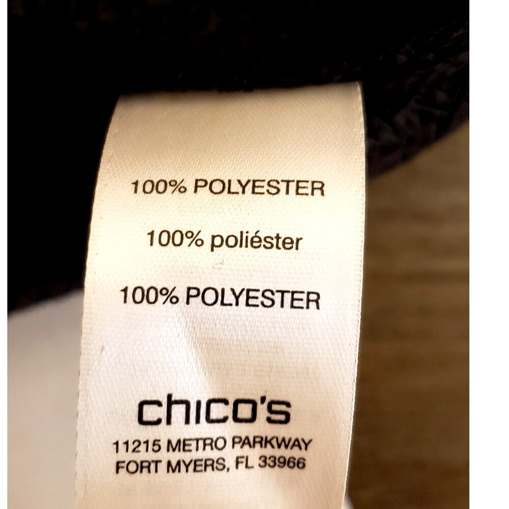 Chico's Black & White Crinkle Woven Design Open Front Jacket, SZ 3 (US 16/18) - Picture 9 of 10